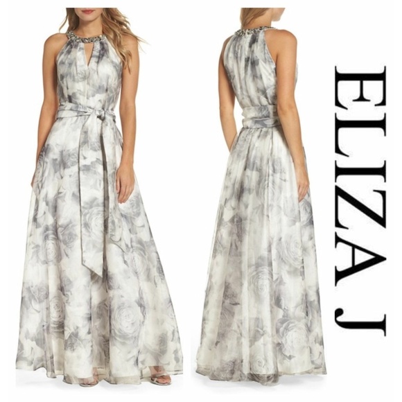 Eliza J Floral Embellished Organza Gown - Picture 11 of 12